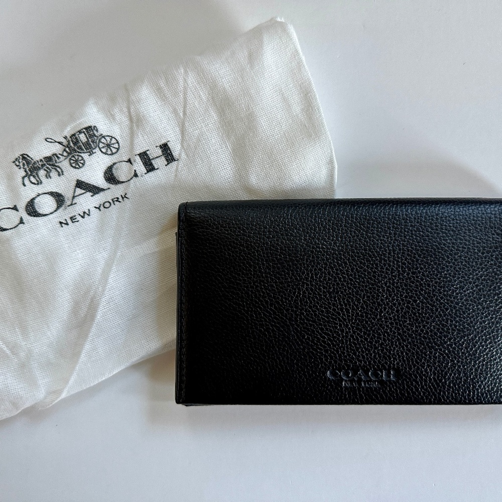 Coach Leather Wallet Horizontal Fold Black